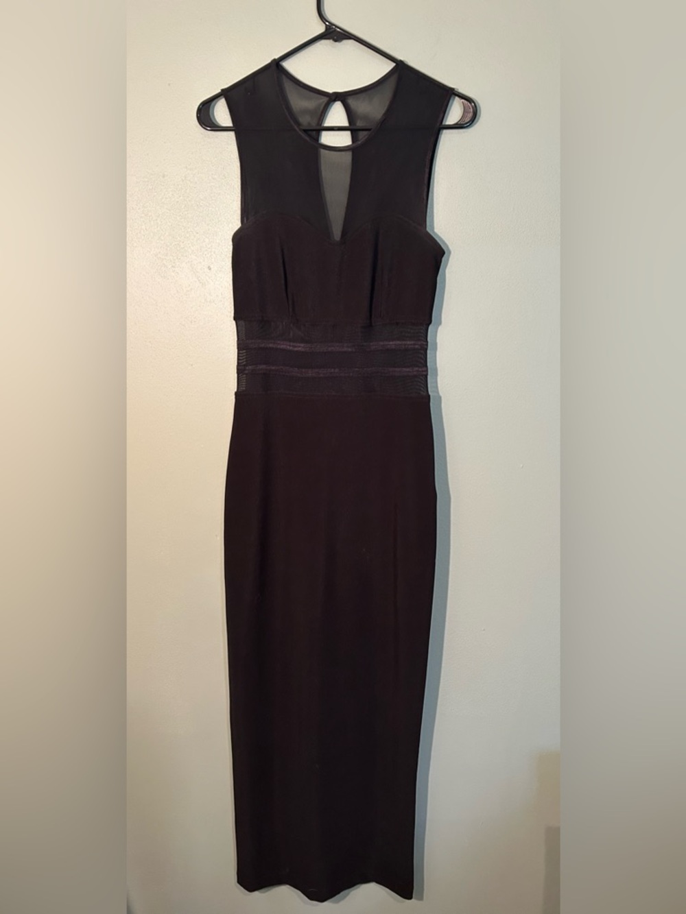 Y2K Sleeveless Black Mesh-Accent Evening Dress Juniors Size 5